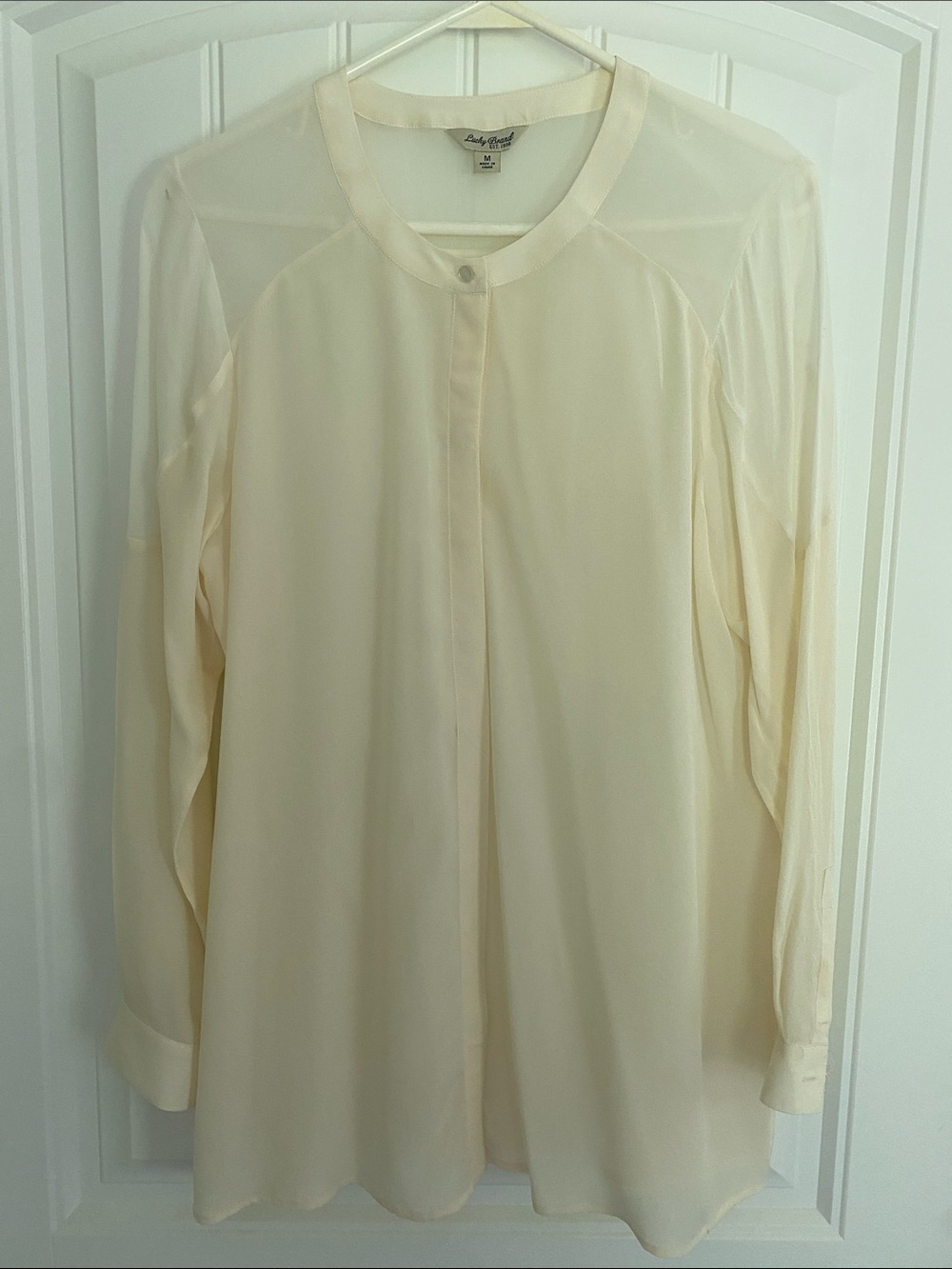 Lucky Brand Silk Cream Lightweight Blouse